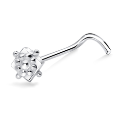  Square With Ball Silver Nose Stud NSKB-1257